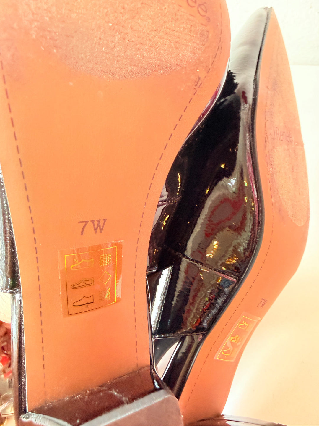 J Rene’e Kimma Black Patent Slingback Pumps Size 7W