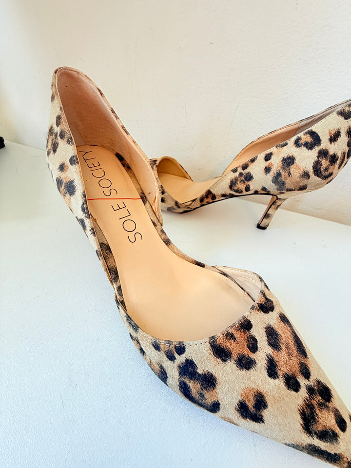 Sole Society Leopard Print D’ Orsay Kitten Heel Pumps Size 9
