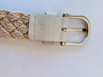 Brooks Brothers Macrame and Leather Belt in Cream  Size 36