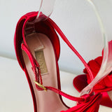 Glint Satin Rosette Red Pumps/Sandals Size 7