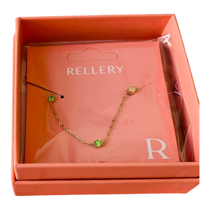 Rellery Gold Tone Citrine Green Stone Necklace New in Box