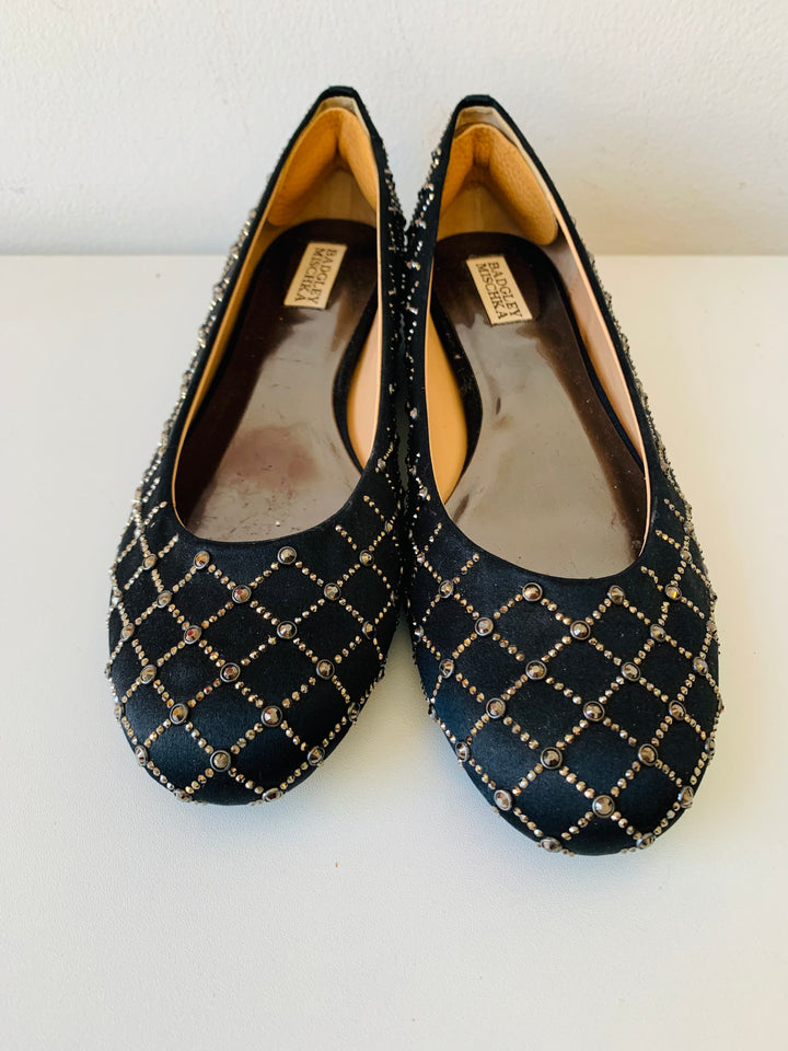 Badgley Mischka Black and Gold Ballet Flats Size 10