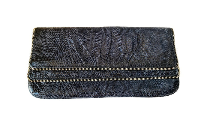 Lauren Merkin Snakeskin Blue Clutch Handbag