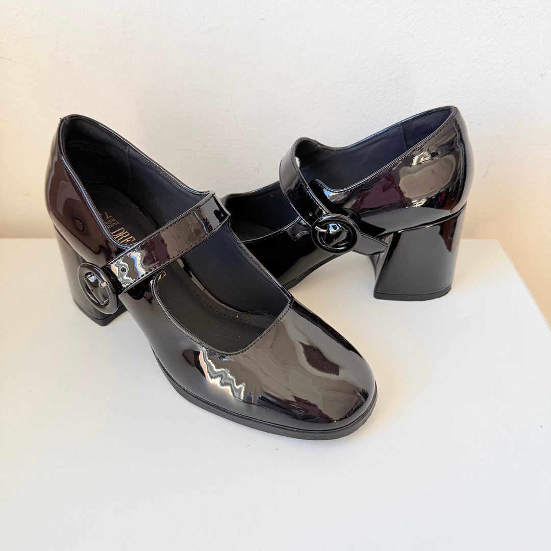 Dream Pairs Black Patent Chunky Heel Mary Jane Pumps Size 7.5