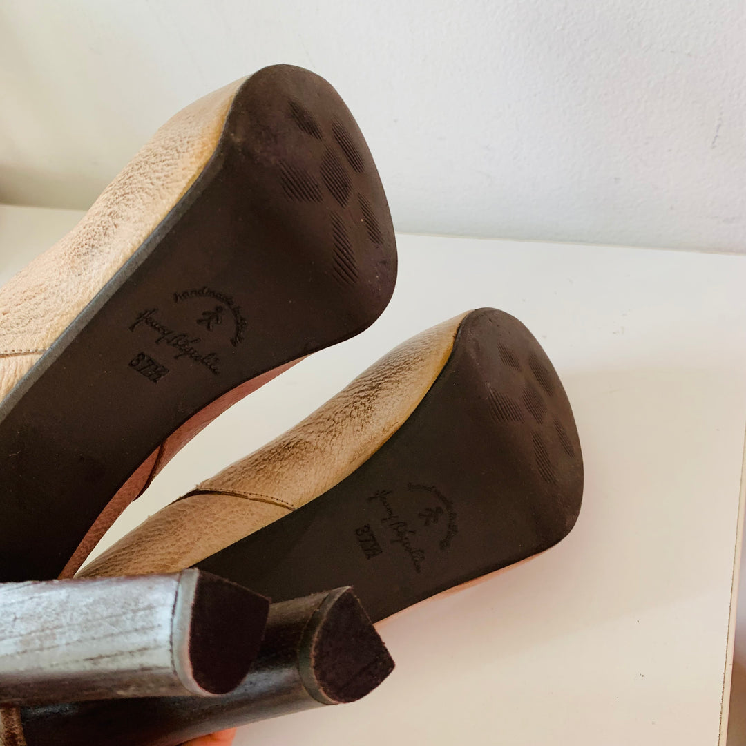 Henry Beguelin Distressed Dune Reema Leather Pump Size 37.5