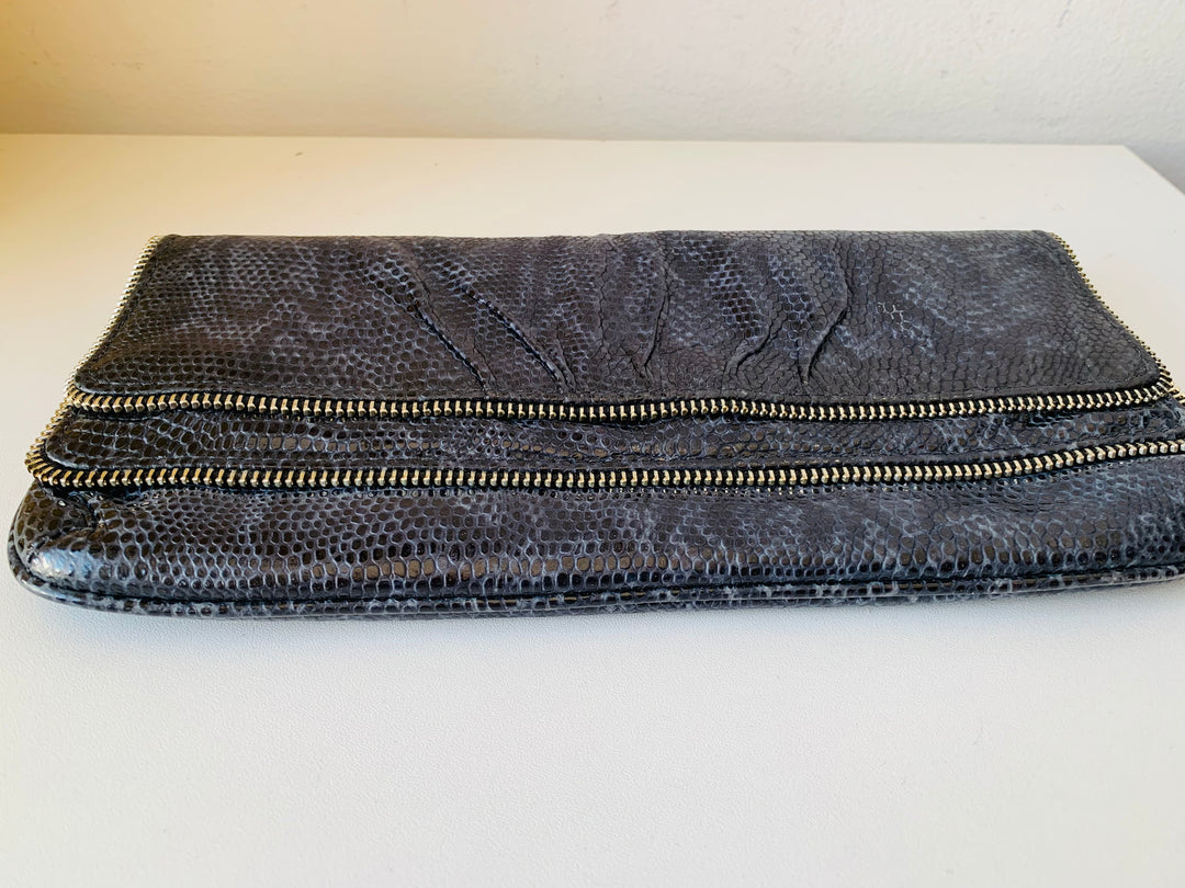 Lauren Merkin Snakeskin Blue Clutch Handbag