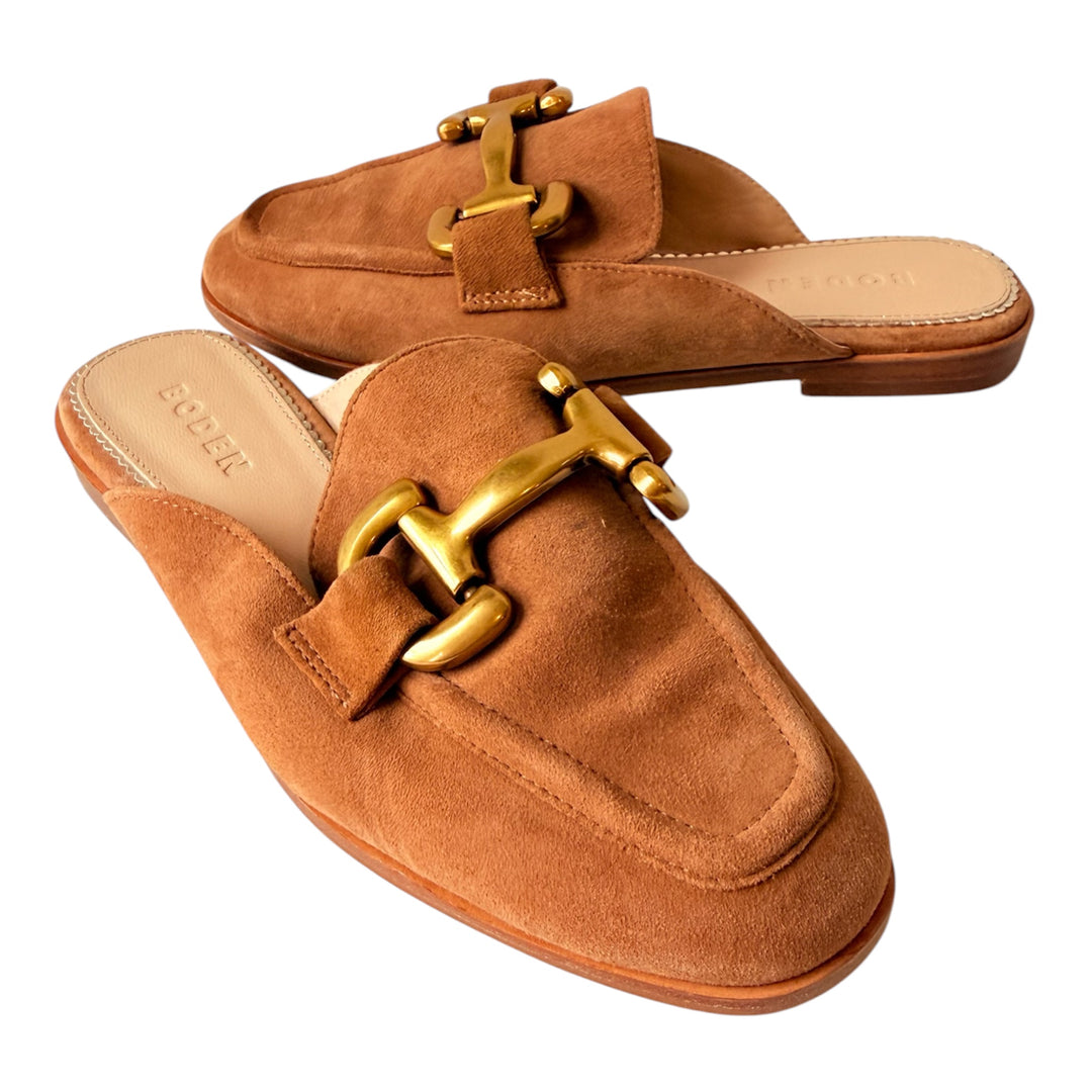 Boden Iris Snaffle Tan Suede Mule Loafers Size 36