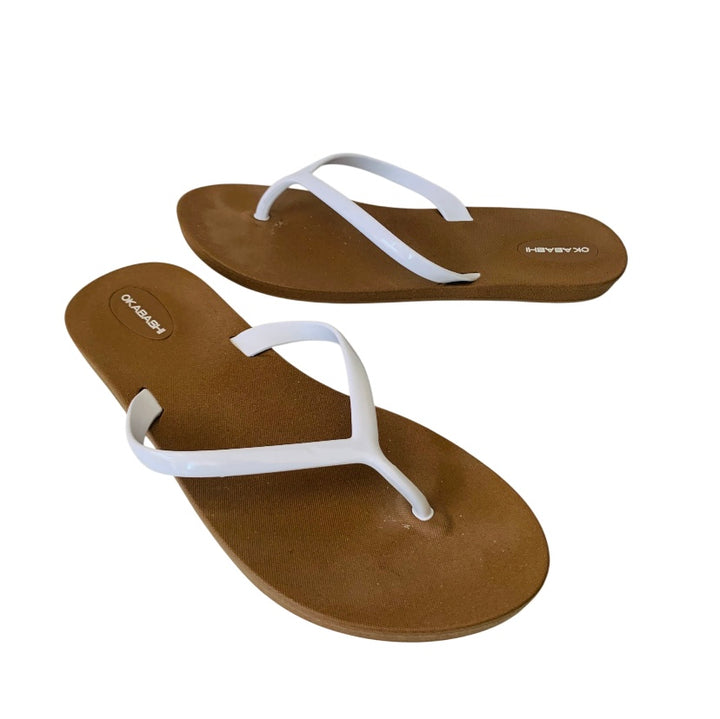 Okabashi White Flip Flops Size 7