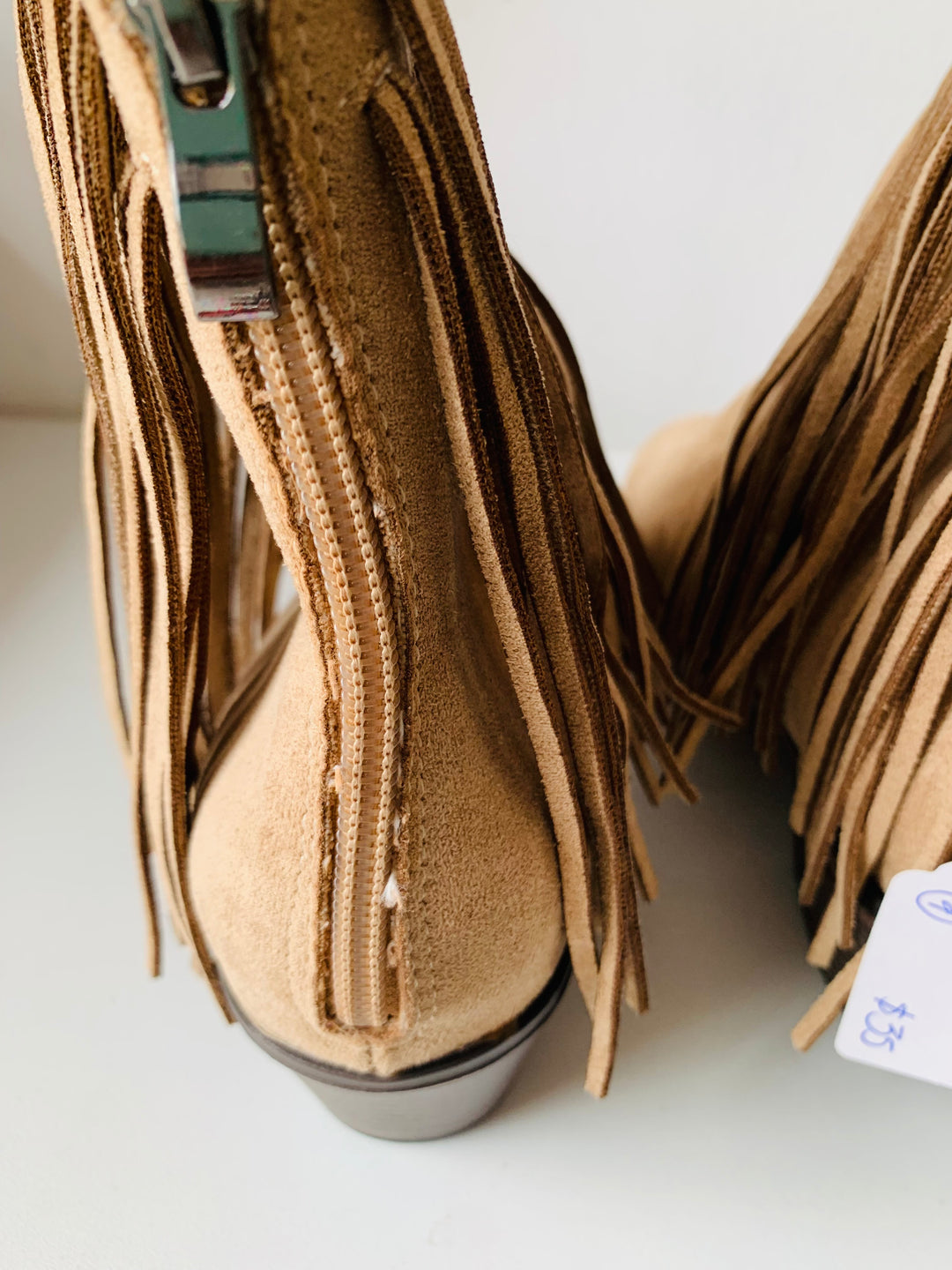 Wild Diva Light Brown Suede Fringe Boots Size 9