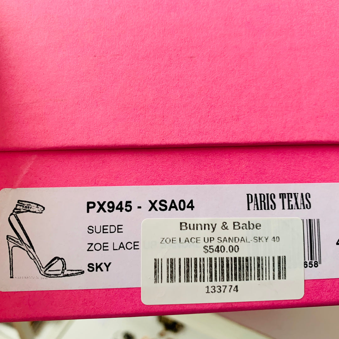 Paris Texas Zoe Lace Sky Blue Suede Strappy Sandals Size 10 New in Box