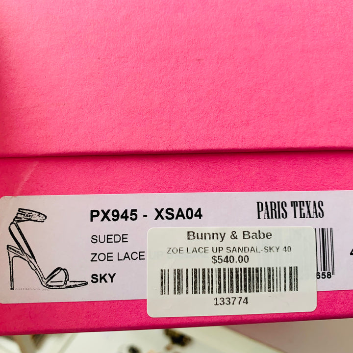 Paris Texas Zoe Lace Sky Blue Suede Strappy Sandals Size 10 New in Box