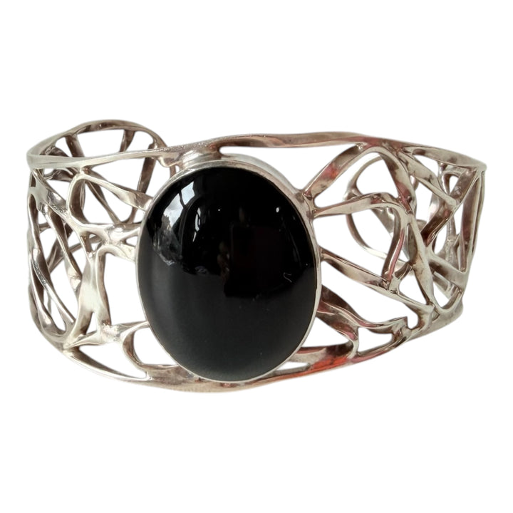 Sterling Silver 950 Taxco Onyx Bracelet