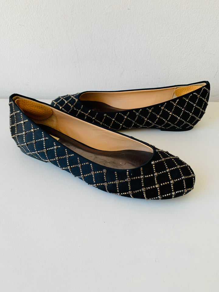 Badgley Mischka Black and Gold Ballet Flats Size 10