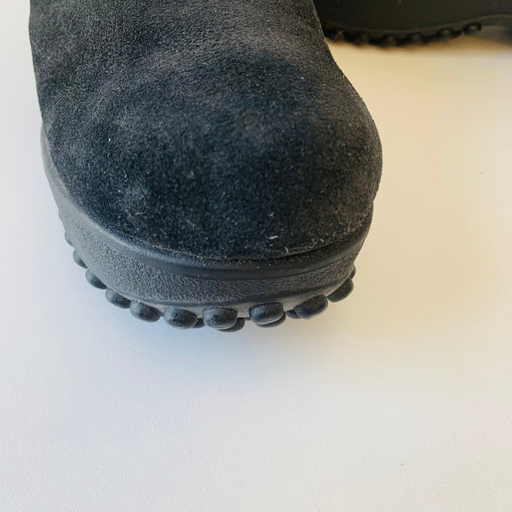 Bus Stop Vintage Black Suede Platform Clogs Size 8.5