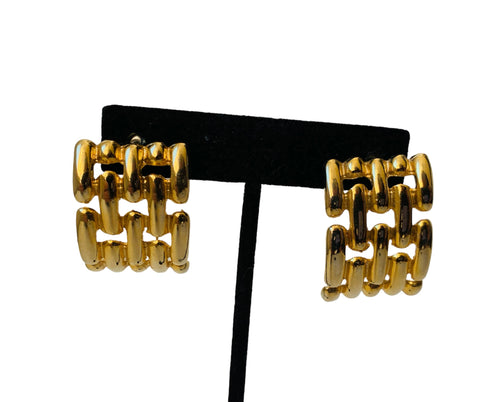 Vintage Anne Klein Gold Tone Pierced Earrings