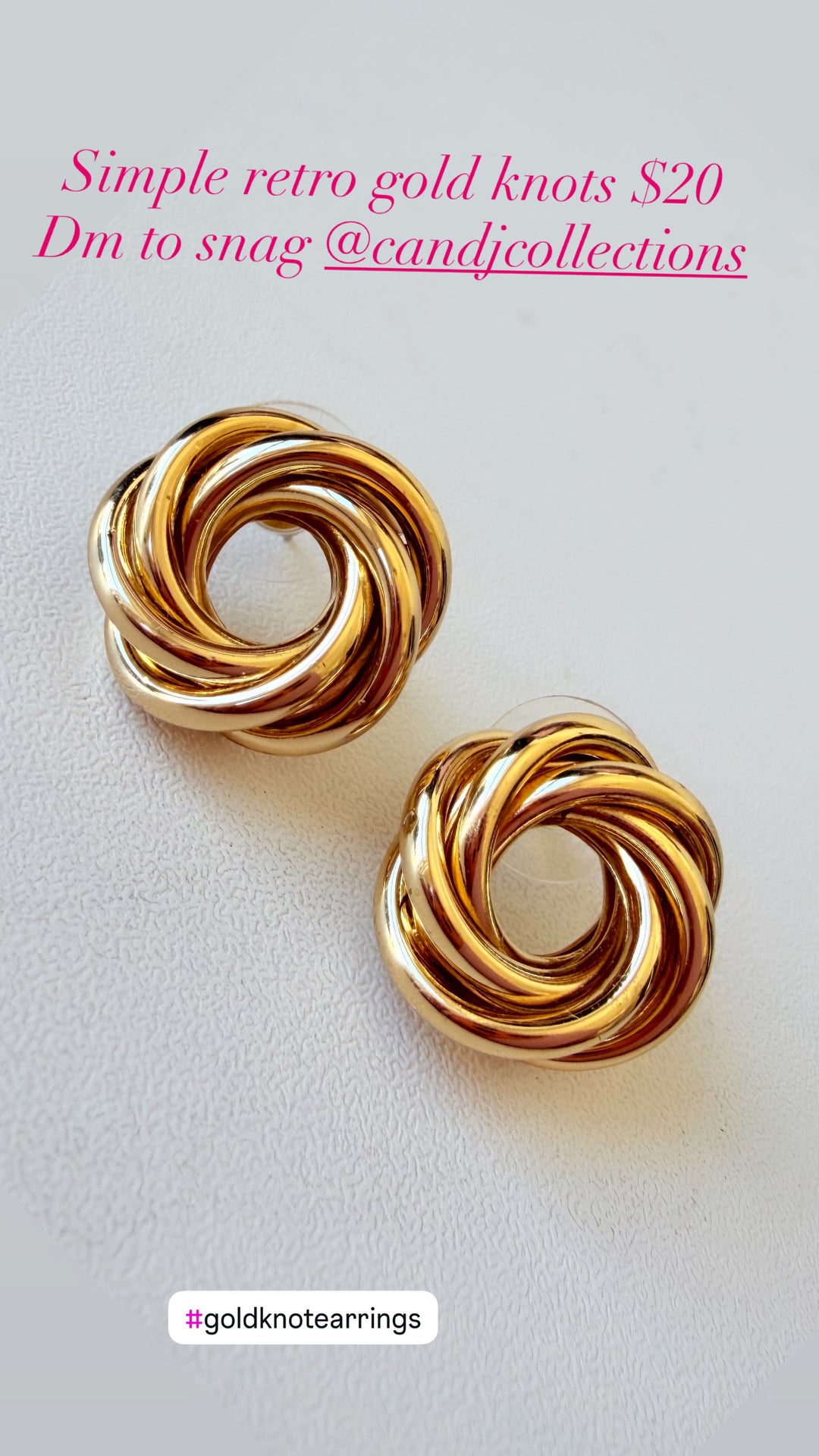 Retro Goldtone Knot Pierced Earrings