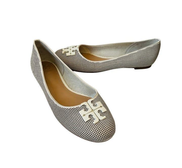 Tory Burch Lowell Perforated Ballet Flat in Ivory Size 10 New in Box