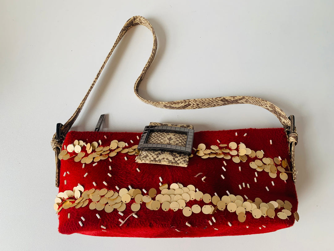 XOXO Red Velvet Sequin Hanbag