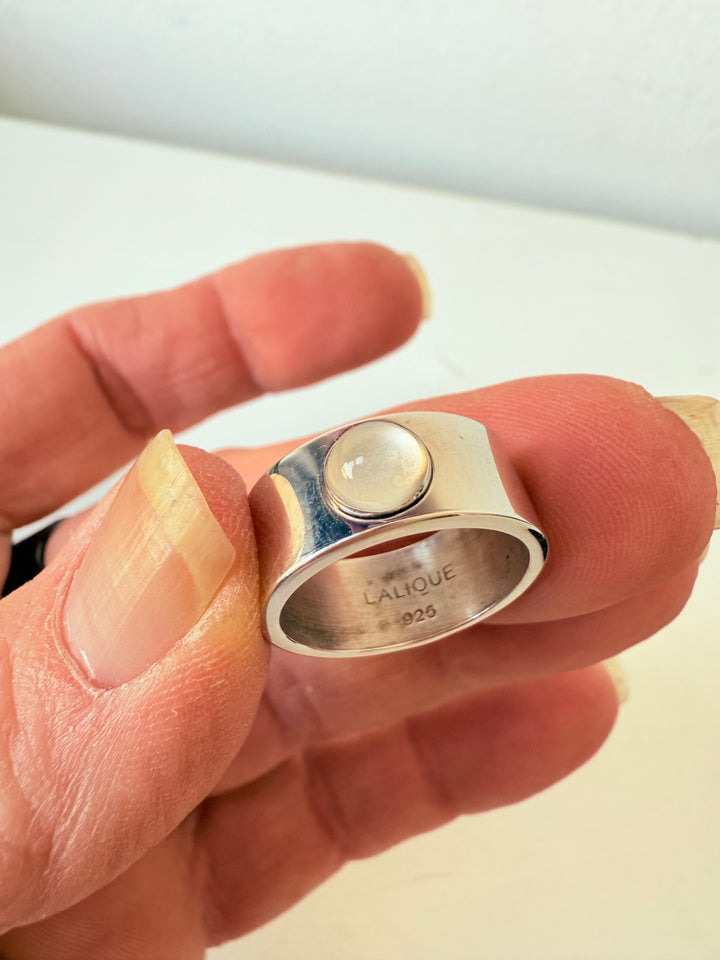 Lalique Sterling 925 Moonstone Ring Size 6.25 Authentic