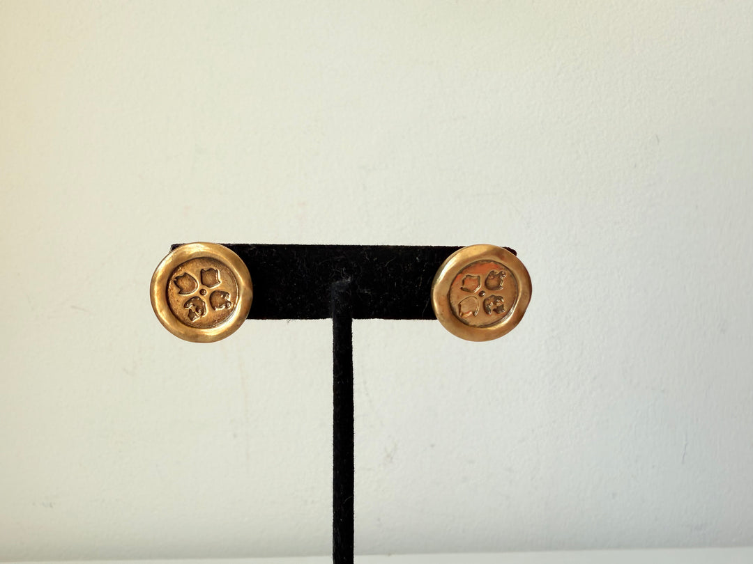 Patricia Nash Gold Button Logo Post Pierced Earrings