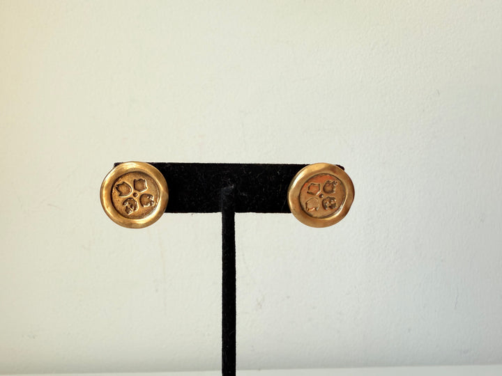 Patricia Nash Gold Button Logo Post Pierced Earrings
