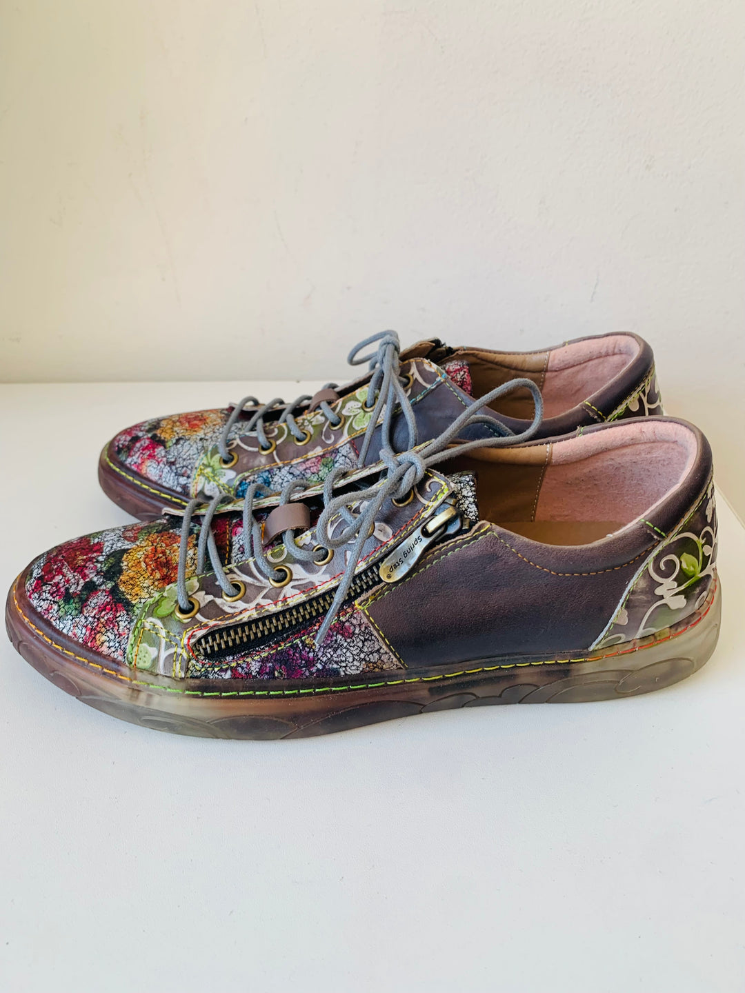 L’Artiste Spring Step Danli Delite Leather Floral Sneaker Size 40 (US 9.5-10)