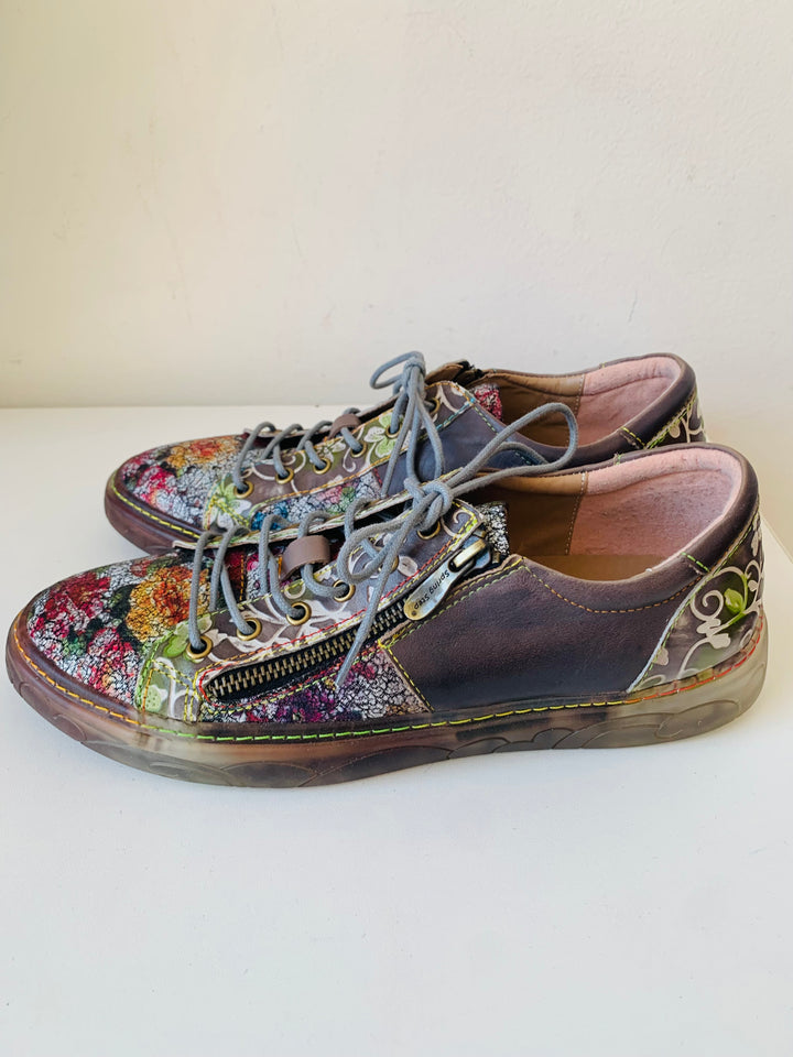 L’Artiste Spring Step Danli Delite Leather Floral Sneaker Size 40 (US 9.5-10)