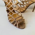 Schutz Juliana Heel Tanino Caged Sparkle Sandals Size 7.5 (Fit like a 6)