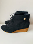 Dr Scholls Black Suede Wedge Bootie Size 10