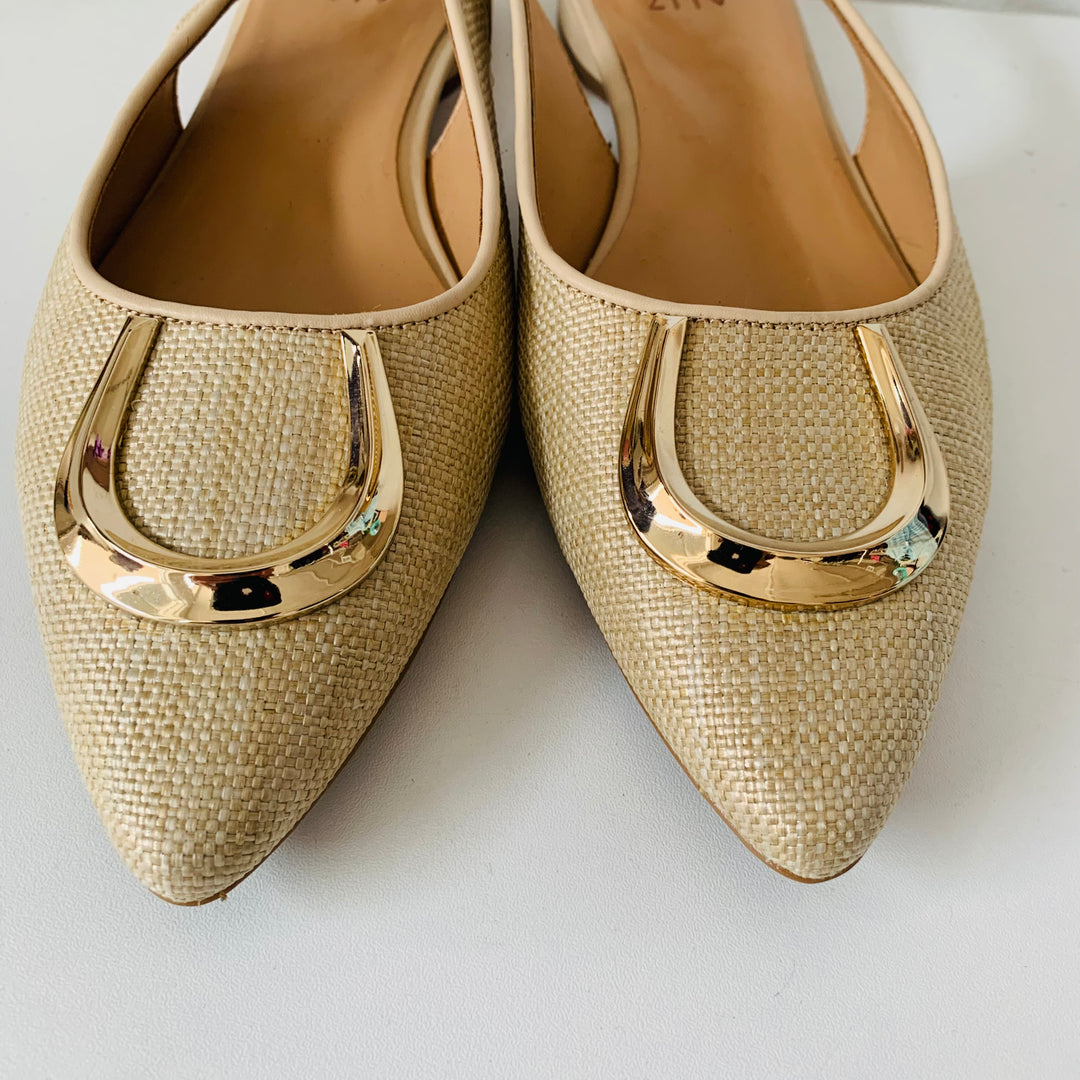 Naturalizer Woven Tan Flat Slingback Size 10 New