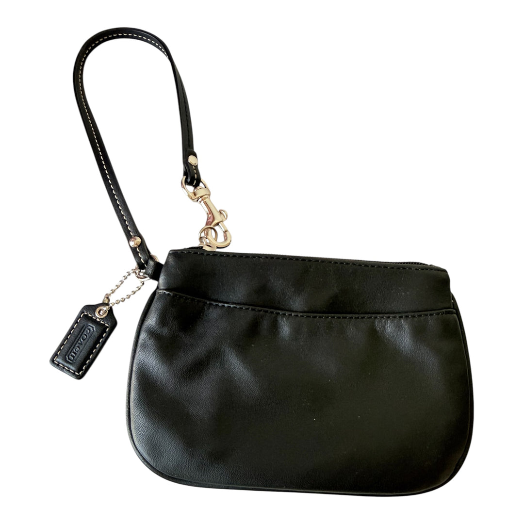 Coach Smooth Black Leather Mini Wristlet