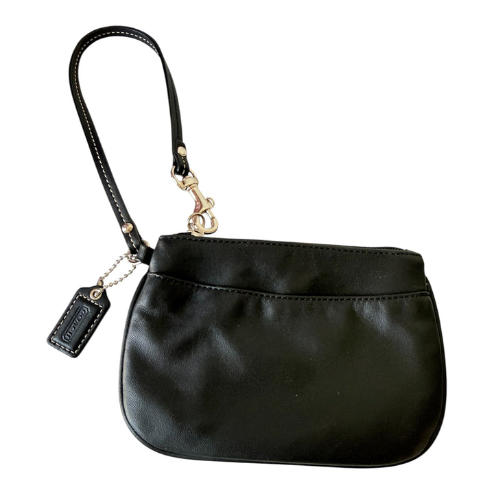 Coach Smooth Black Leather Mini Wristlet