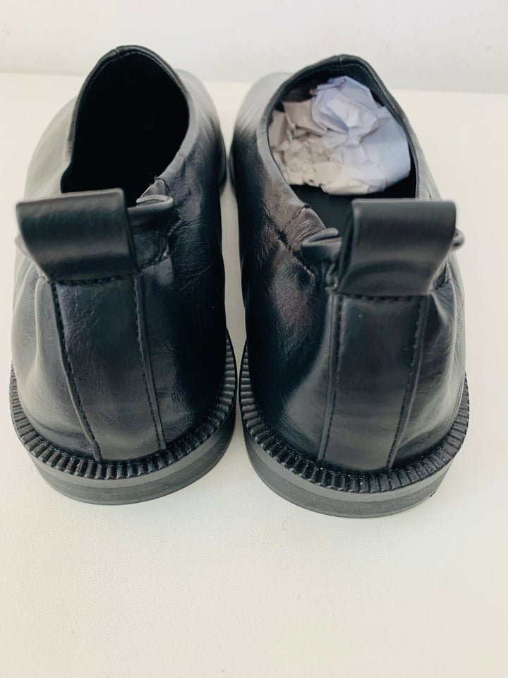 Rabeosy Black Leather Slip On Flats Size 9
