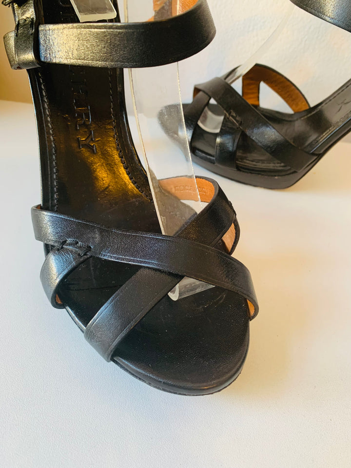 Burberry Black Leather Bridle Ankle Strap Sandals Size 40