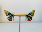 Butterfly Multi Color Rhinestone Pierced Earrings