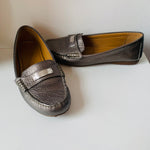 Coach Pewter Metallic Leather Driving Moccasin Women’s Size 8.5