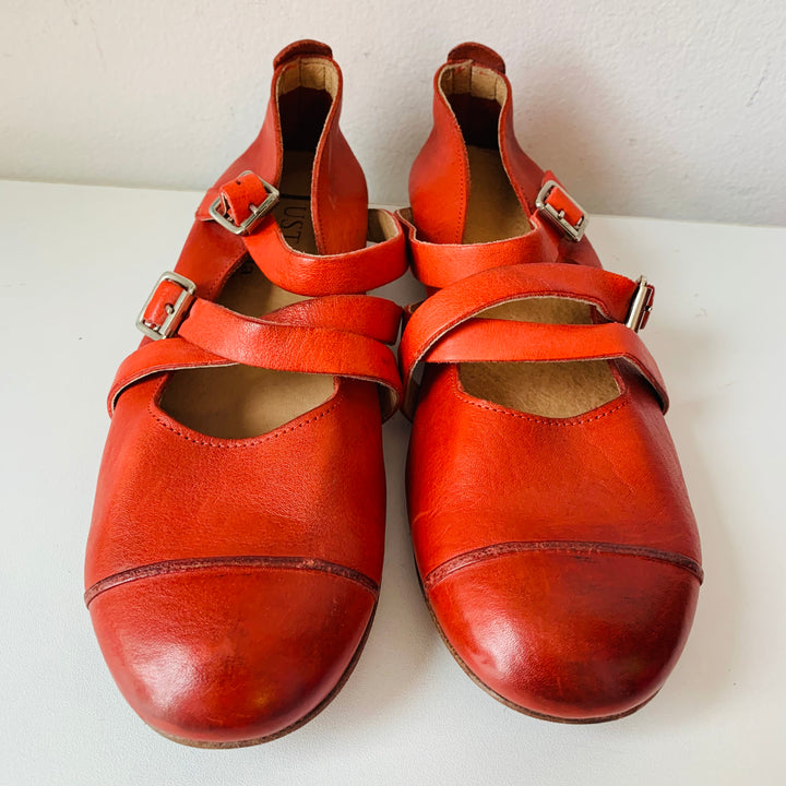 Just Italia Red Leather Strappy Flats Size 37