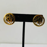 Anne Klein Vintage Gold Tone Lion Cutout Round Pierced Earrings