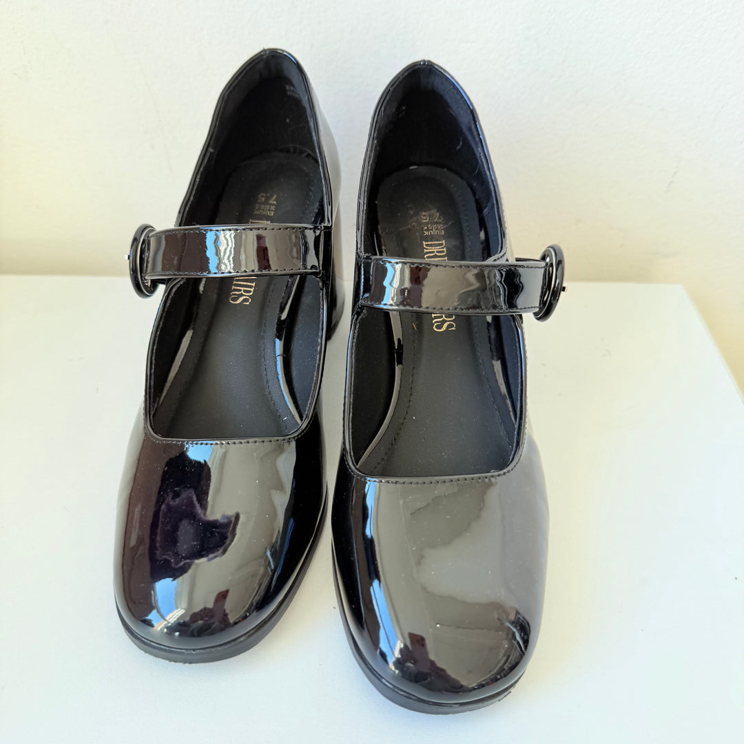 Dream Pairs Black Patent Chunky Heel Mary Jane Pumps Size 7.5