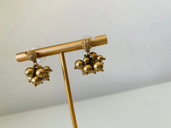 Givenchy New With Tags Gold Bead & Rhinestone Earrings
