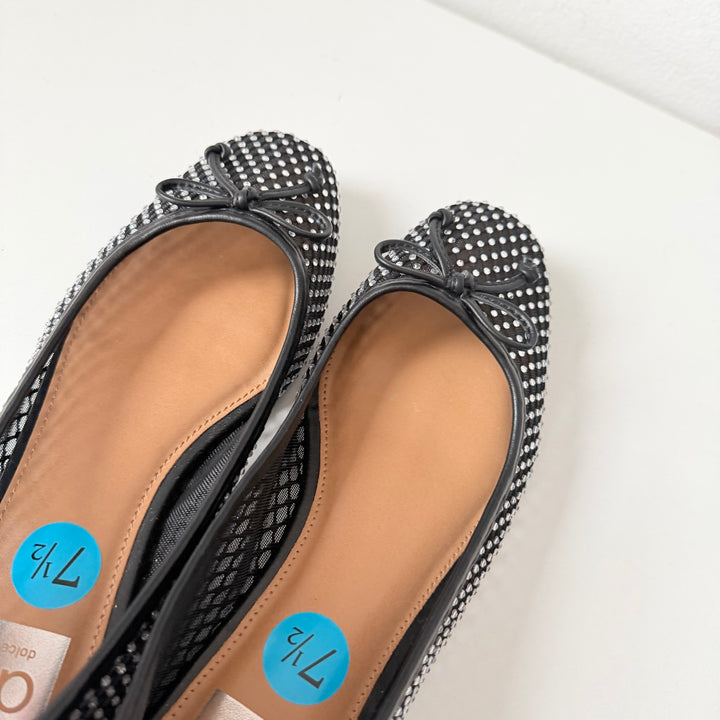 Dolce Vita Black Mesh Rhinestone Ballet Flats New Size 7.5
