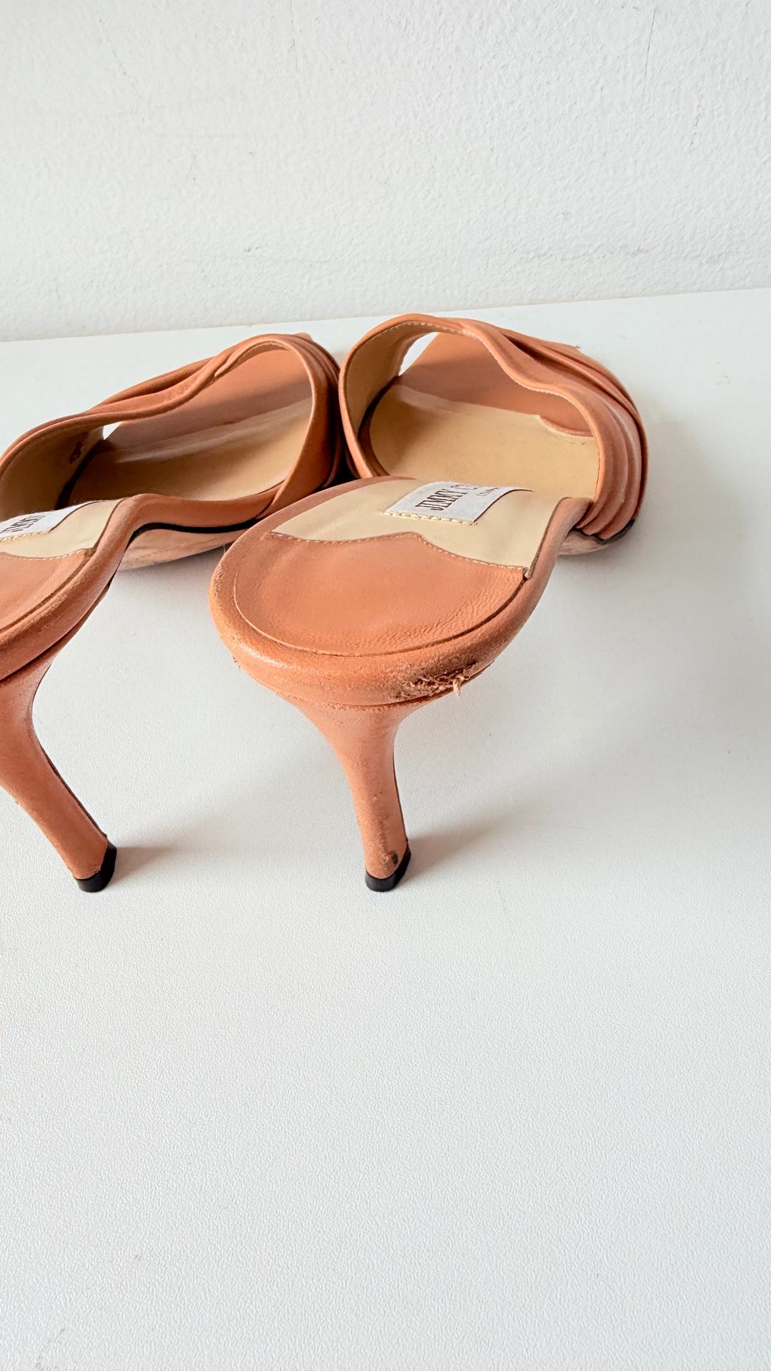 Jimmy Choo Basil 75 In Carmel  Leather Mules Size 38