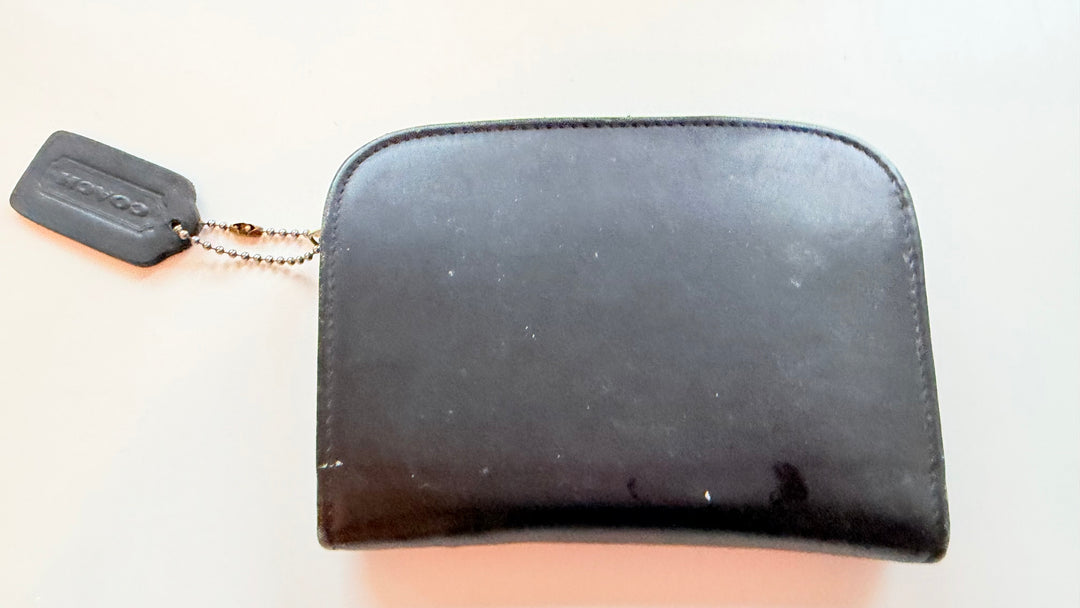 Coach Black Leather Zip Around Vintage Wallet/Coin Purse