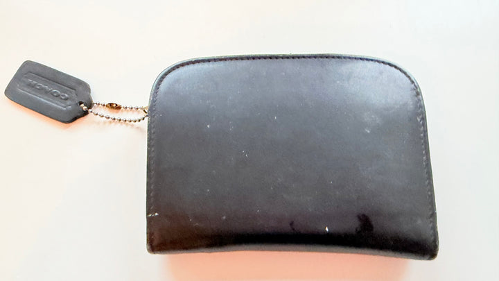 Coach Black Leather Zip Around Vintage Wallet/Coin Purse