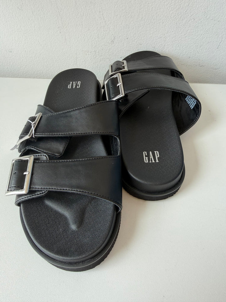 Gap Vegan Leather Double Strap Sandals in Black Size 9, NWT