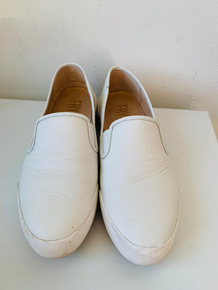 Frye White Leather Slip On Sneakers Size 8