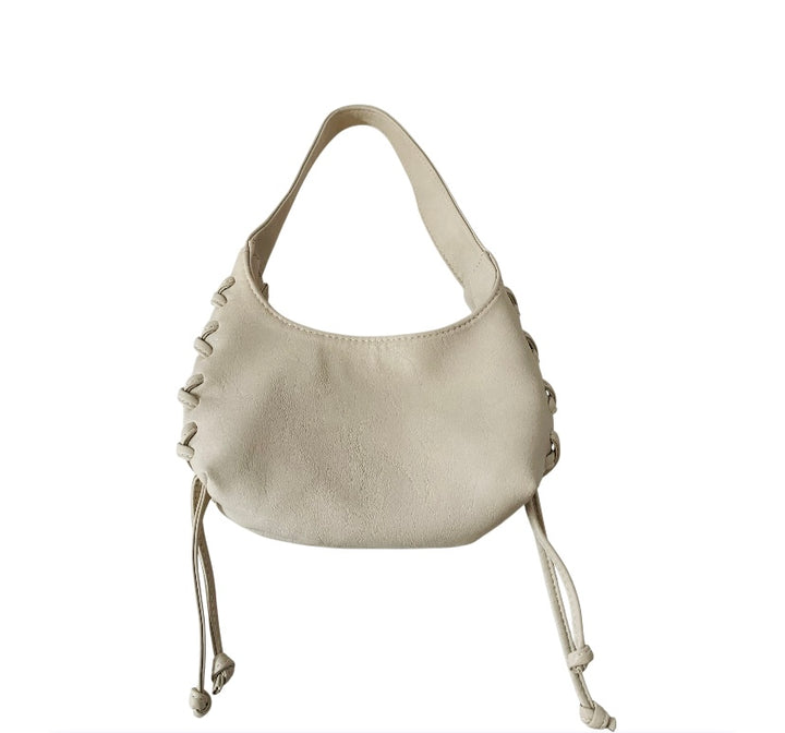 Off White Vegan Leather Mini Handbag