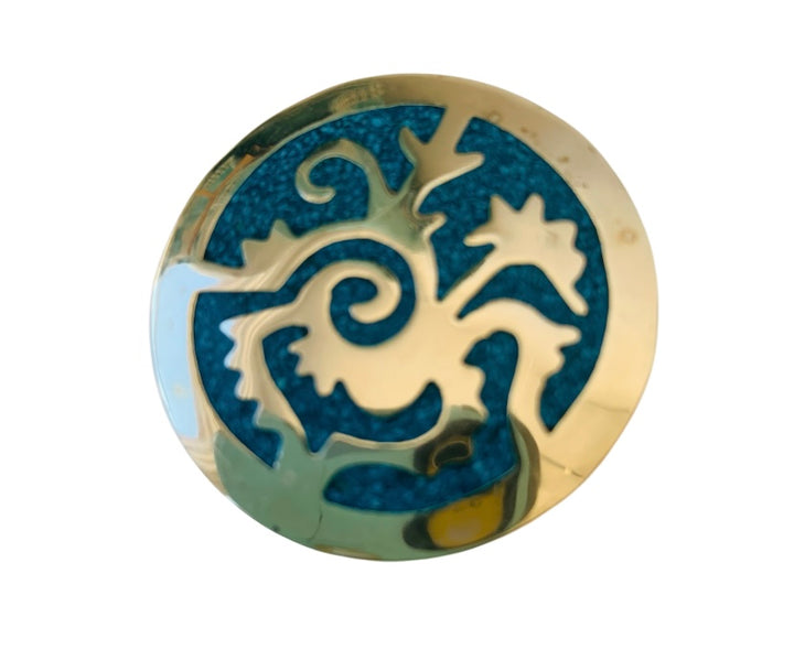 Vintage Aztec Insipred Sterling Silver Brooch
