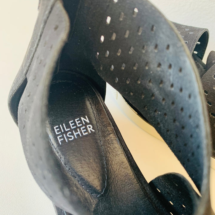 Eileen Fisher Sport Tumbled Leather Perforated Nubuck Sneaker Sandals Size 7.5