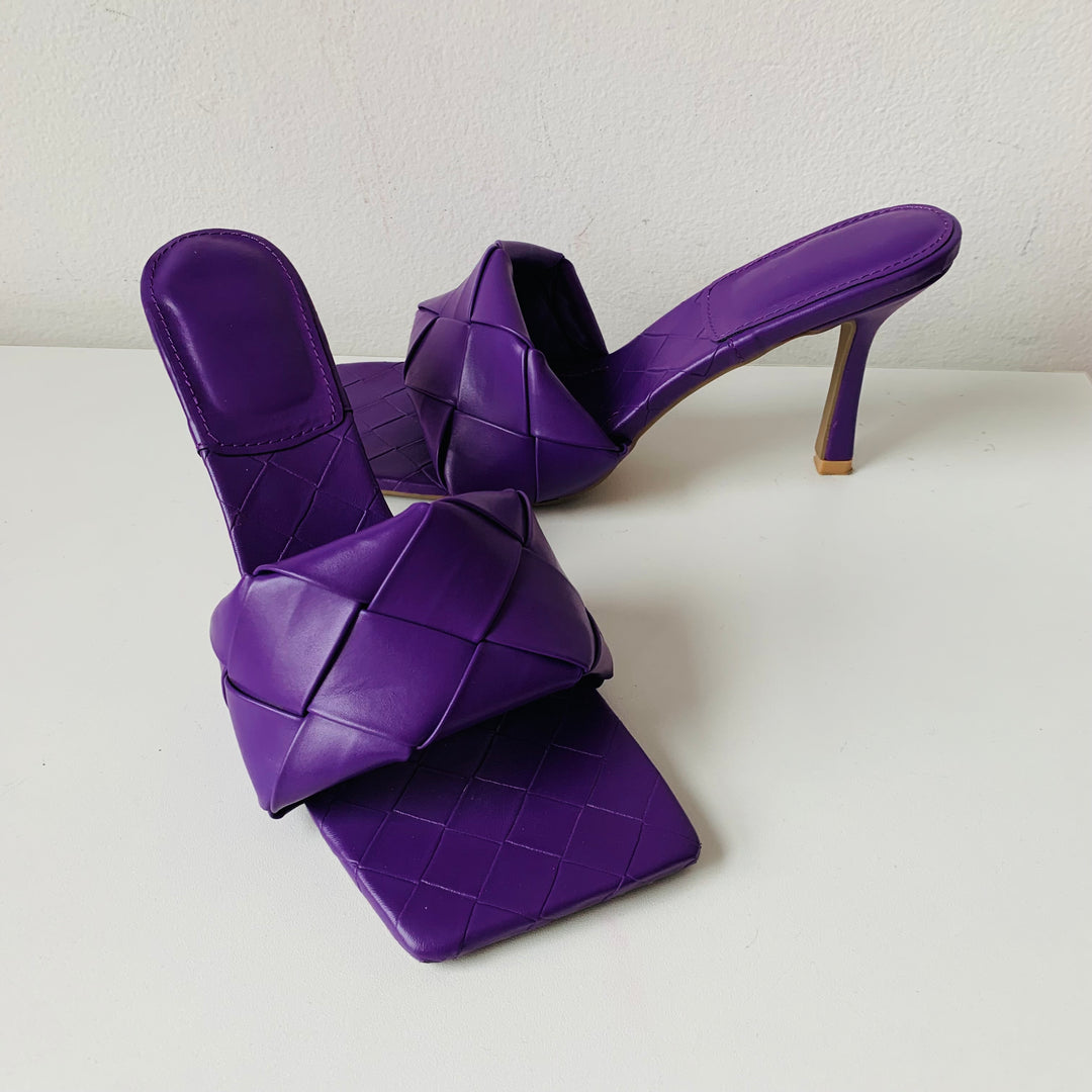 Purple Quilted Slip On Heels Size 8.5